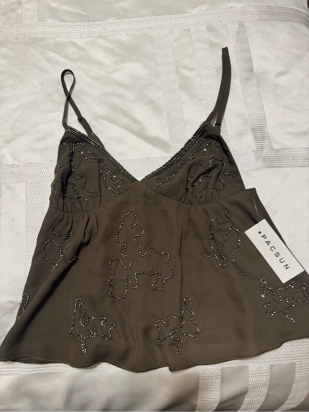 EDIKTED Beaded Babydoll Cami Top — NWT
